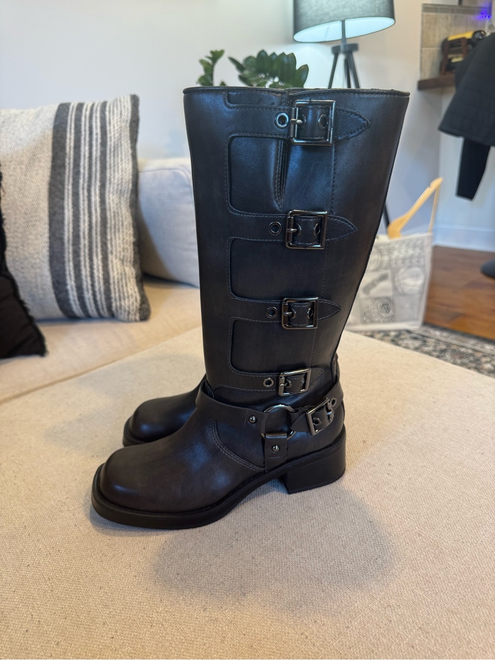 Wild Fable Rebel Tall Engineer Moto Buckle Boots, Brown, Sz 6.5, NWT